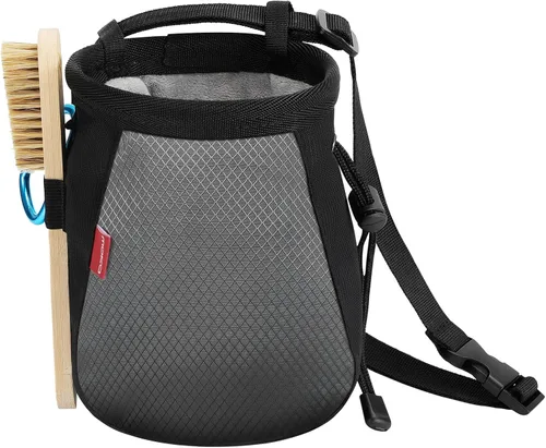 Vista 8 de MoKo Rock Climbing Chalk Bag, Bouldering Chalk Pot Bucket with Adjustable Belt & Carabiner Drawstring Climbing Gear for Rock Climbing Weight Lifting