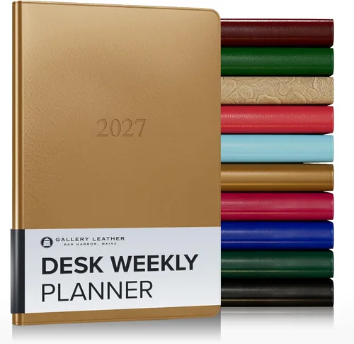 Vista 38 de Gallery Leather Planificador Semanal y Mensual Grande 2025-2026, Calendario Planificador y Cuaderno Elegantemente Encuadernado con Elegantes Bordes