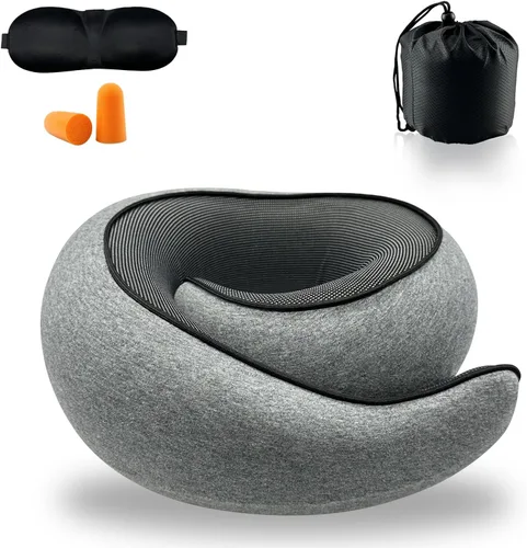 Vista 8 de Almohada de cuello avión, almohada de viaje, almohada de avión, almohada de viaje de espuma viscoelástica, almohada de cuello de viaje para aviones