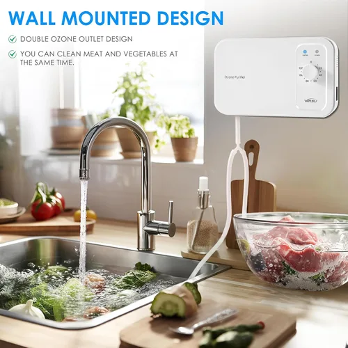 Vista 2 de Máquina multiusos de ozono de 800 mg/h,Burbujero de ozono para purificar agua y aire,Ozonador de agua portátil para alimentos F&V Home Hunting Cold