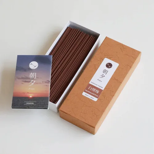 Vista 7 de Asayu Japan Palitos de incienso tradicionales Mezcla de sándalo y flor de ciruelo (1.41 oz) para meditación matutina, relax o yoga, hecho en Japón