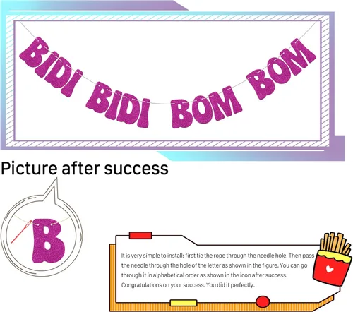 Vista 3 de Bidi Bidi Bom Bom Banner para despedida de soltera Baile latino mexicano Beat Latina Dance Music Beat Decoración Rosa Fuerte Glitter