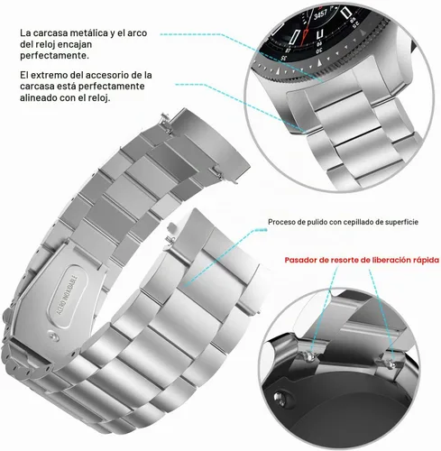 Vista 2 de BaiHui - Correa de metal compatible con Galaxy Watch de 1.81 pulgadas, Gear S3 Classic/Frontier, sin huecos, de liberación rápida, de acero