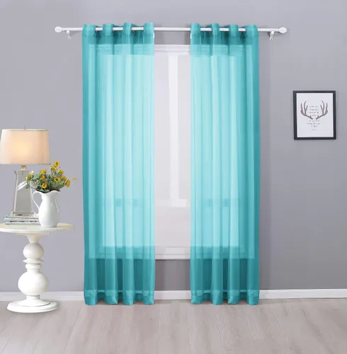 Vista 16 de Interior Trends Ariana - Juego de 2 cortinas de gasa transparente totalmente cosida con ojales (63 pulgadas de largo, beige)