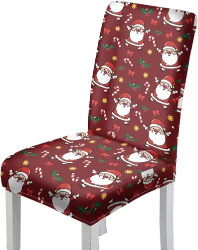 Vista 21 de HUGS IDEA Juego de 2 fundas para sillas de comedor con campanas de Navidad, lavables, fundas elásticas para sillas Parsons, fundas protectoras