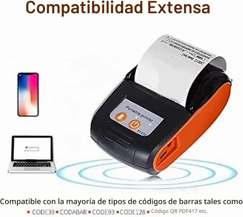 Vista 8 de YWBL-WH Impresora térmica de recibos POS Bluetooth Mini impresora de billetes de 2.283 in compatible con Android, iOS, máquina de impresión