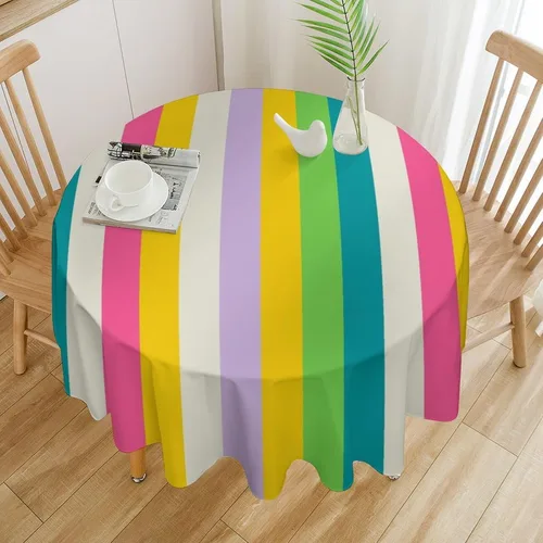 Vista 40 de Mantel retro moderno de mediados de siglo, diseño de colores retro de los años 50, resistente al agua, mantel lavable para cocina, comedor, fiesta