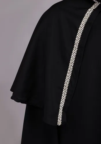 Vista 5 de Disfraz de adulto de hechicero medieval, túnica con capucha de terciopelo negro Multicolor