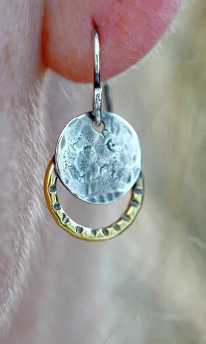 Vista 4 de Pendientes de plata de ley, aretes colgantes de luna, regalo para ella