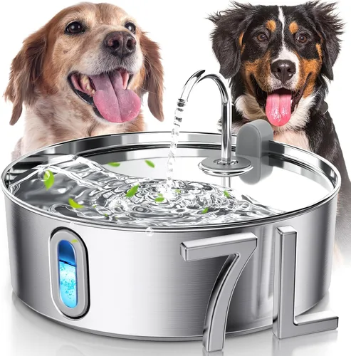 Vista 13 de Fuente de Agua de Acero Inoxidable para Perros y Gatos con Cuenco y Filtros de Reemplazo, Ideal para Perros Grandes, Gatos y Hogares con Múltiples