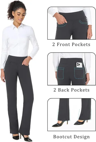 Vista 63 de Safort Pantalones de yoga con entrepierna de 28" 30" 32" 34"más amplios en la parte inferior para botas altas, 4 bolsillos, UPF50+