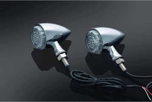 Vista 3 de Kuryakyn 2508 Luces LED para motocicleta estilo torpedo/bala con lentes transparentes: indicadores intermitentes de señal de giro/parpadeo