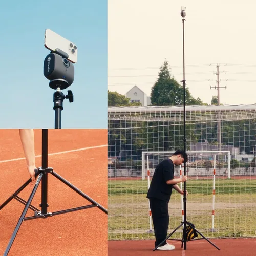Vista 6 de 【Resistente de 16 pies】Trípode RAUBAY Extreme Tall para cámara de video deportiva con amortiguación de aire, soporte de luz telescópico de aleación