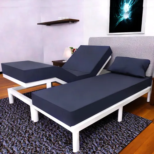 Vista 18 de Juego de sábanas Split King con 2 sábanas bajeras individuales XL, ropa de cama de 5 piezas, sin arrugas, resistente a la decoloración, microfibra
