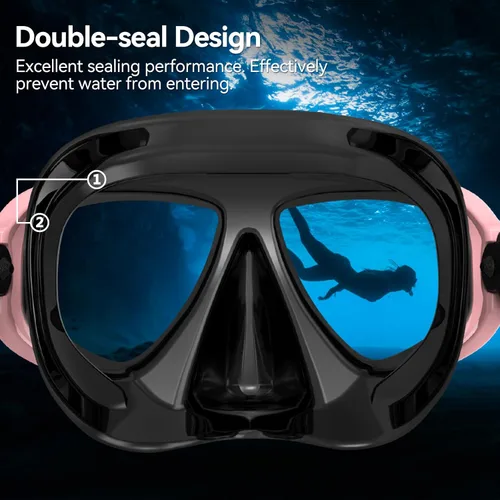 Vista 6 de COPOZZ Máscara de buceo juvenil, bajo volumen, sin empañamiento, esnórquel, buceo, gafas de buceo, máscara de vidrio templado, gafas de buceo sin