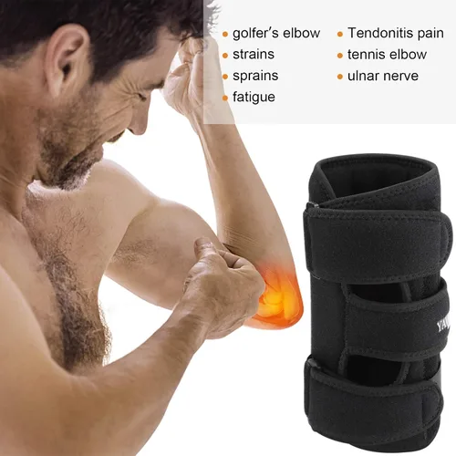 Vista 2 de Codera, férula de codo nocturno para dormir, estabilizador ajustable con 4 férulas extraíbles para el síndrome del túnel cubital, tendinitis, nervio