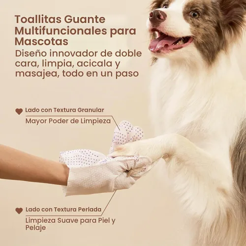 Vista 6 de HICC PET - Toallitas de limpieza para guantes profesionales para perros y gatos, 6 piezas de aroma a coco.