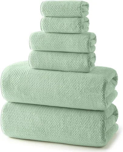 Vista 20 de REDKISS Juego de toallas de baño de 6 piezas, 2 paños de baño, 2 toallas de mano, 2 toallas de baño, forro polar coral ultra fibra, súper