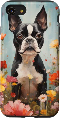 Vista 18 de Boston Terrier in Flower Garden Dog Art Lovers Design Case for iPhone 17