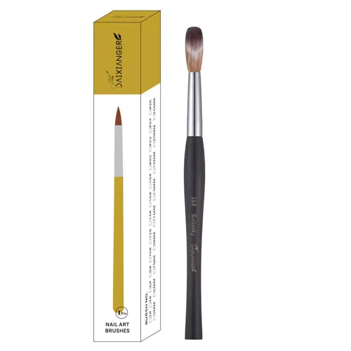 Vista 10 de Kolinsky Acrylic Nail Art Brush Size 16, Kolinsky Hair Oval Shaped for Acrylic Application, Professional Manicure Tool for Nail Extension & 3D