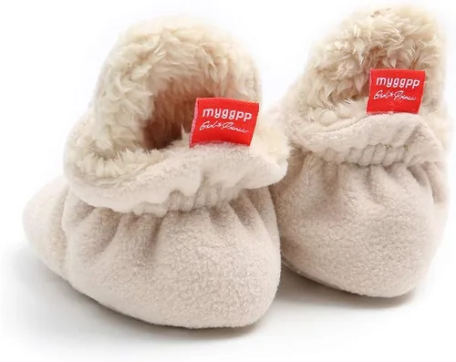 Vista 6 de Ohwawadi - Calcetines de forro polar para bebé o niña, suaves y calientes, botas o zapatos para bebés recién nacidos, con estilos de dibujos