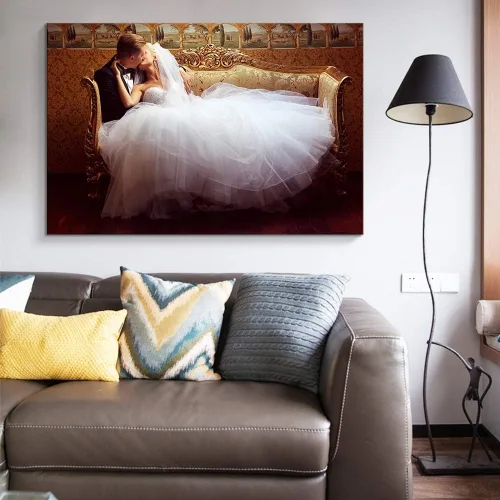 Vista 5 de NWT Impresiones en lienzo personalizadas con tus fotos para bodas, cuadros de lienzo personalizados para pared para imprimir enmarcadas de 8 x 10