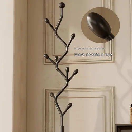 Vista 9 de Perchero en forma de árbol ZHBHYZ, árbol de abrigos de metal con 8 ganchos y base de hierro fundido resistente, perchero de pie de alta resistencia
