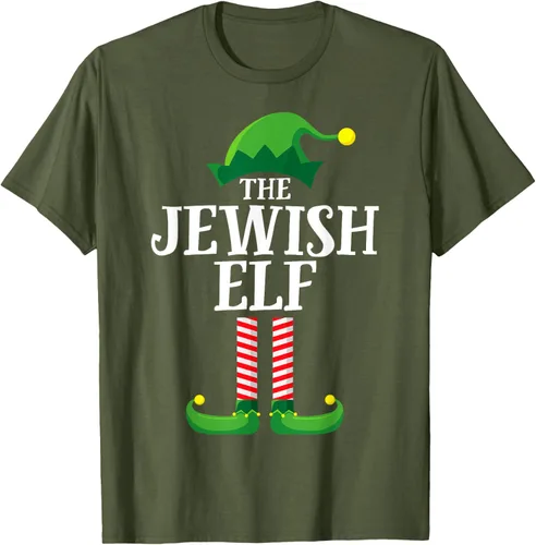 Vista 26 de Playera de pijama para fiesta de Navidad, grupo familiar a juego con elfo judío