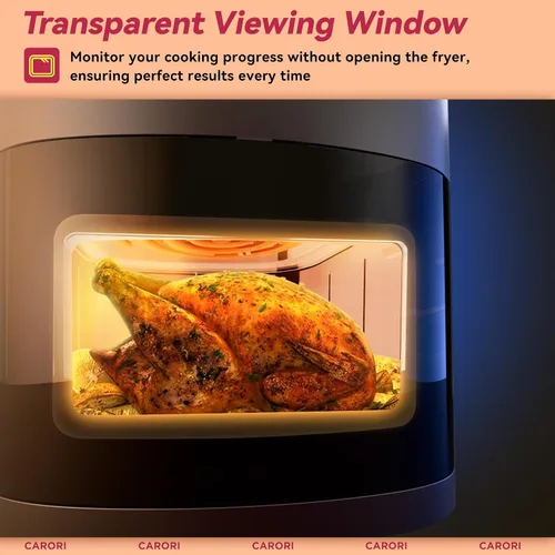 Vista 5 de Freidora de Aire con 12 Preajustes y Ventana de Visualización, Gran Capacidad de 6Qt, Máximo 400℉ para Dorar, Freidora de Aire, Hornear, Asar, Negro