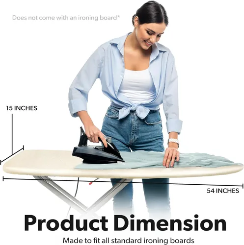 Vista 6 de Home Intuition Funda para tabla de planchar extra gruesa y almohadilla de hierro resistente a la quema con cierre de y borde elástico, 15 x 54