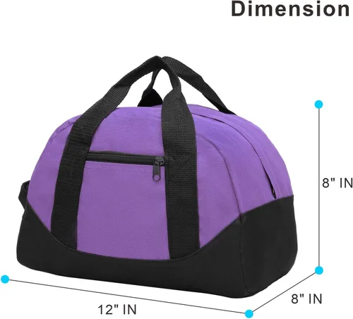Vista 2 de AirBuyW Mini bolsa de lona de 12 pulgadas, pequeña bolsa deportiva de viaje, bolsa de gimnasio de fin de semana para hombres y mujeres, Púrpura