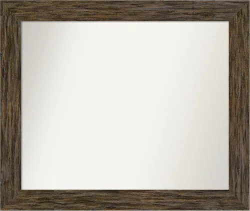 Vista 47 de Amanti Art Espejo personalizado, espejo de baño marrón Fencepost, espejo de pared o espejo de tocador de baño sobre el fregadero (27 x 27 pulgadas)