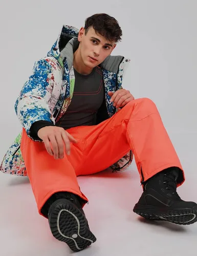 Vista 5 de YEEFINE Traje de esquí para hombre, chaqueta de esquí y pantalones, impermeable, traje de nieve para exteriores, cálido invierno, chaquetas