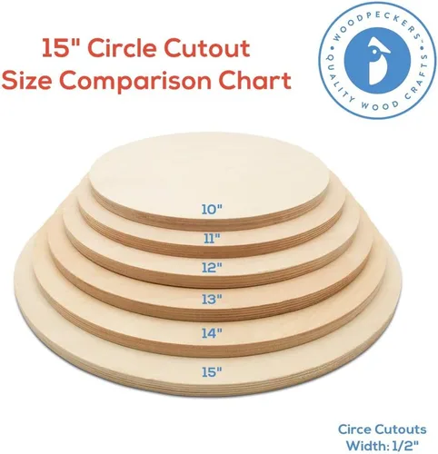 Vista 5 de Círculos de madera de 0.5 pulgadas de grosor, desde 10 hasta 24 pulgadas de diámetro