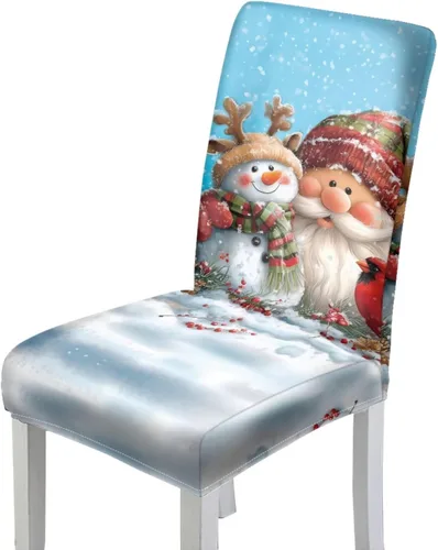 Vista 59 de Rnyleeg Fundas de silla de Navidad para sala de estar, diseño de muñeco de nieve azul, estampado de pájaros, fundas para sillas de comedor, 1