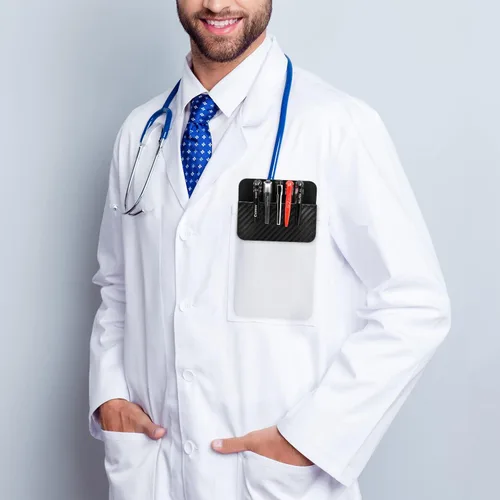 Vista 7 de Protector de bolsillo de cuero para hombres: un protector de bolsillo multiusos para camisas - Protector de bolsillo con patrón de fibra de carbono