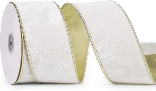 Vista 24 de Cinta metálica de terciopelo negro y dorado, 2.5 pulgadas x 10