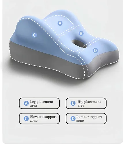 Vista 6 de Sweet Couples Pillow - Almohada de apoyo de posición profunda para parejas, cojín de apoyo de espuma viscoelástica para sentarse para leer e Azul