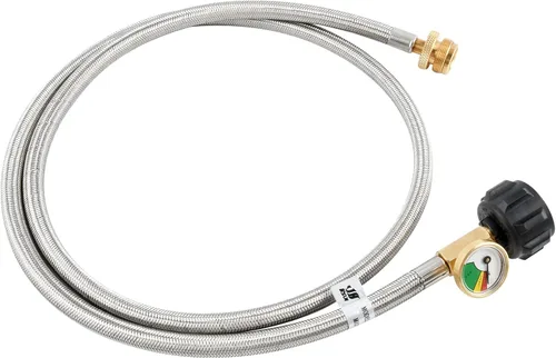 Vista 3 de Manguera adaptadora de propano de 5 pies con calibre – conversión de propano de 1 a 20 libras para tanque LP tipo 1/QCC1, aparato portátil a granel