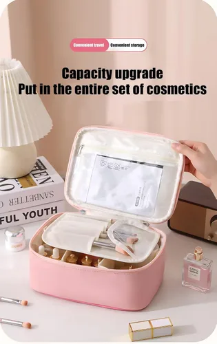 Vista 6 de Bolsa de maquillaje – Organizador de maquillaje, bolsa de aseo de viaje para mujeres y niñas Bonita bolsa de cosméticos, neceser para, bolsa