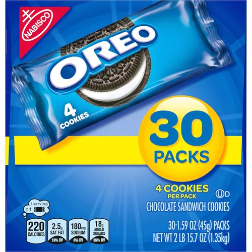 Vista 19 de OREO Galletas sándwich de chocolate, 120 paquetes de bocadillos (4 galletas por paquete, 4 cajas)