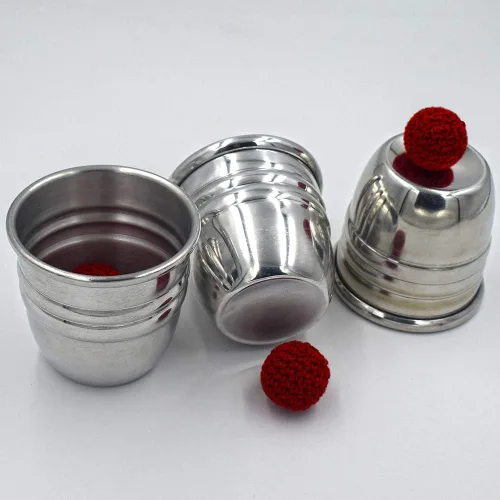 Vista 5 de Tazas y bolas mágicas: tazas de aluminio pulido de grado profesional y bolas de punto incluidas