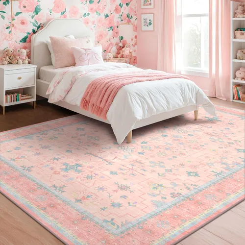 Vista 126 de Hazo Haus – Alfombra pequeña para entrada, cocina o baño, antideslizante con base de goma, resistente a las manchas y a la decoloración, diseño