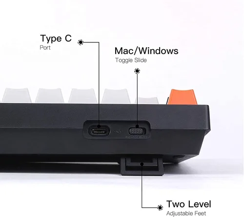 Vista 3 de Keychron C1 Mac Layout - Teclado mecánico con cable, interruptor azul Gateron G Pro, teclas ABS sin llave de 87 teclas, teclado de computadora