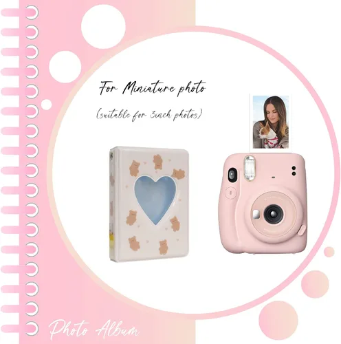 Vista 4 de Carpeta para tarjetas fotográficas de 3 pulgadas, mini álbum de fotos con colgante para coleccionar fotos Kpop, 40 bolsillos (marrón)