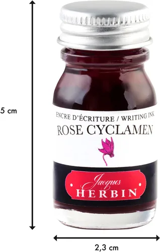 Vista 2 de Herbin - Tinta para pluma estilográfica embotellada, 0.3 fl oz, color rosa ciclamen Cyclamen