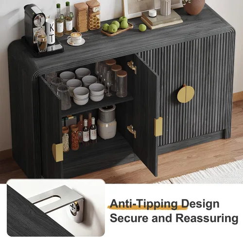 Vista 7 de Decofy 55" Buffet Sideboard Cabinet, Modern Mid Century Console Cabinet with Adjustable Shelves & Wavy Grain Doors for Kitchen Cabinets, Living