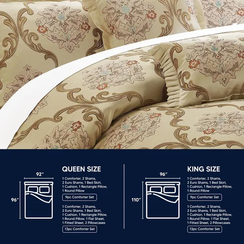 Vista 16 de Chic Home Aubrey Decorator juego completo de 9 piezas de ropa de cama con estilo tapicería y diseño Jacquard + almohadas