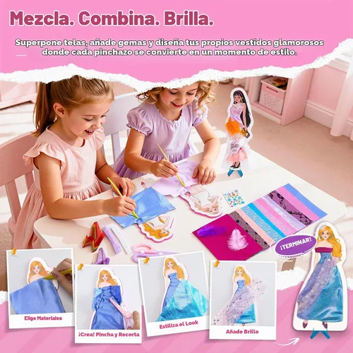 Vista 3 de JoyCat Kit de arte Poke de diseño de moda para niñas, 6 maniquíes sin coser