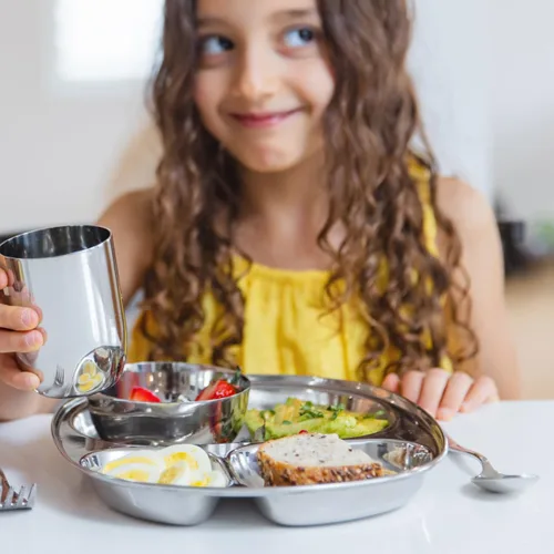 Vista 8 de Ahimsa Plato de Acero Inoxidable para Niños, Platos Divididos para Niños Pequeños y Bebés Diseñados por Pediatras, No Tóxico, Irrompible y Apto